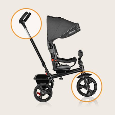 Tricycle poussette haari jusqu’à 25 kg avec siège réversible, panier et sac Beige taupe+Bubblegum+Green sage+Jeans+Pink rose+Stone grey 35 - vertbaudet enfant 