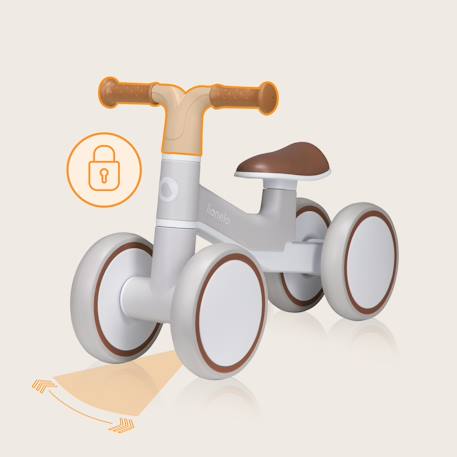 Draisienne villy à 4 roues avec amortissement avant et siège ergonomique Beige latte+Green turquoise+Pink rose 5 - vertbaudet enfant 