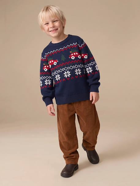 Pantalon large garçon cappuccino+lichen 1 - vertbaudet enfant 