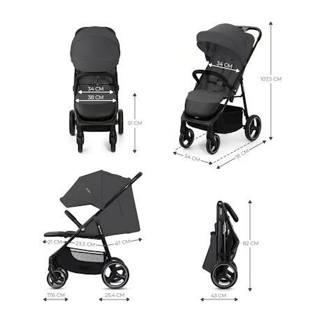 Poussette TRIG 3 Pliable d’Une Main jusqu’à 25 kg avec Dossier Allongé, Grandes Roues et Capote Imperméable Beige+Gris+Marron+Noir 12 - vertbaudet enfant 
