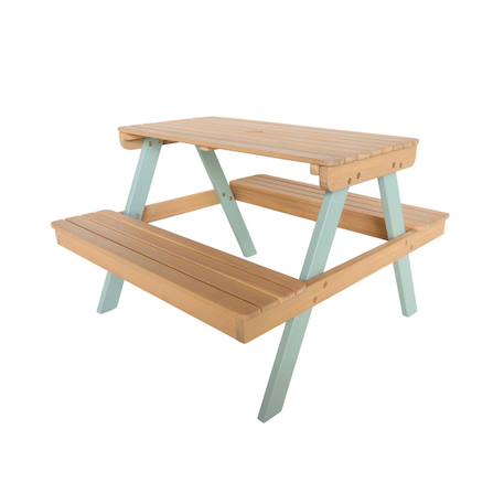 Table de pique-nique en bois d'acacia pour enfant, salon de jardin enfant 2 places, couleur teck clair Vert de gris 2 - vertbaudet enfant 