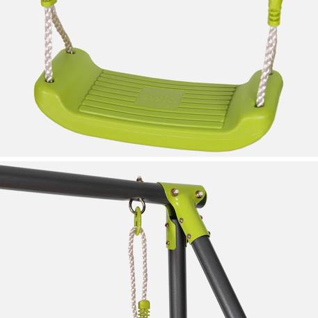 Portique balançoire double en métal, 2 places, noir et vert, acier, l 217 x p 153 x h 195 cm Noir et vert 4 - vertbaudet enfant 