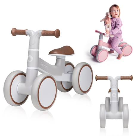 Draisienne villy à 4 roues avec amortissement avant et siège ergonomique Beige latte+Green turquoise+Pink rose 1 - vertbaudet enfant 