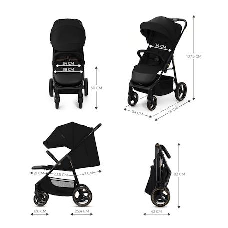 Poussette TRIG 3 Pliable d’Une Main jusqu’à 25 kg avec Dossier Allongé, Grandes Roues et Capote Imperméable Beige+Gris+Marron+Noir 24 - vertbaudet enfant 