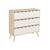 Commode enfant décor bois 3 tiroirs, pieds bois de pin - 80 x 30 x 79 cm - azur Blanc+Naturel+Rose+Vert 2 - vertbaudet enfant 