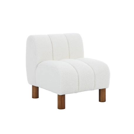 Fauteuil enfant pieds arrondis bois d'hévéa et bouclette l 47 x p 56,5 x h 52,5cm - angel Blanc+Kaki 2 - vertbaudet enfant 