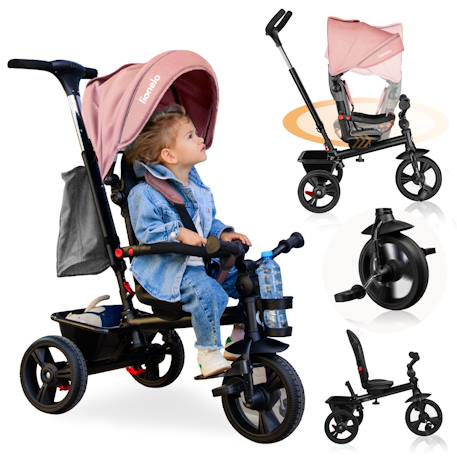 Tricycle poussette haari jusqu’à 25 kg avec siège réversible, panier et sac Beige taupe+Bubblegum+Green sage+Jeans+Pink rose+Stone grey 7 - vertbaudet enfant 