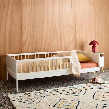 Lit enfant 90 x 190 cm pin naturel sommier à lattes inclus vert et blanc - elio Blanc+Vert 4 - vertbaudet enfant 