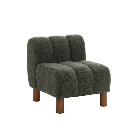 Fauteuil enfant pieds arrondis bois d'hévéa et bouclette l 47 x p 56,5 x h 52,5cm - angel Blanc+Kaki 8 - vertbaudet enfant 