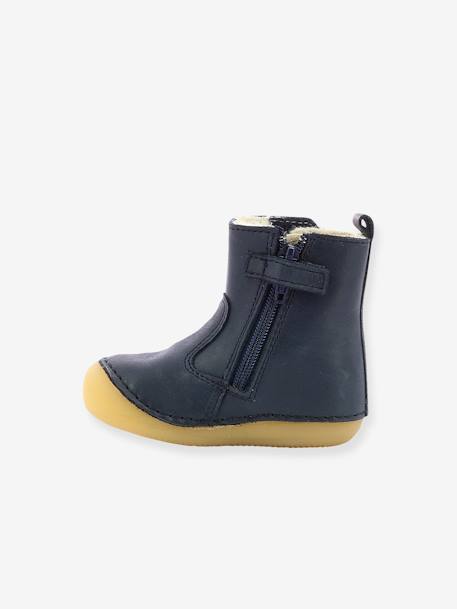 Boots fourrées cuir bébé garçon Socool Cho 1ers pas marine 3 - vertbaudet enfant 