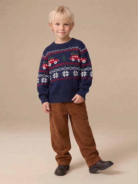 Pantalon large garçon cappuccino+lichen 2 - vertbaudet enfant 