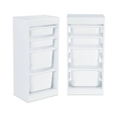 Meuble de rangement enfant 4 bacs de rangement, 41,5 x 30 x 89cm (lot de 2) Blanc+Naturel 2 - vertbaudet enfant 