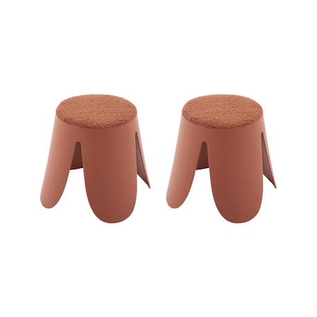 Lot de 2 tabourets empilables enfant polypropylène et bouclette texturée - niki kids Beige+Moutarde+Noir+Rose pâle+Terracotta+Vert céladon 26 - vertbaudet enfant 