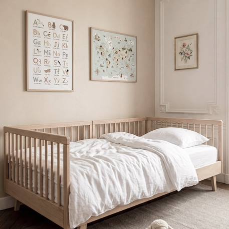 Drap housse 1 personne satin de coton bio lavé Ambre+Blanc craie+Cyprès+Lin+Peach+Tilleul 9 - vertbaudet enfant 