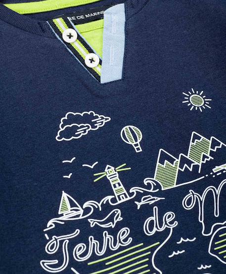 T-shirt manches longues 100% coton garçon Bleu marin 3 - vertbaudet enfant 