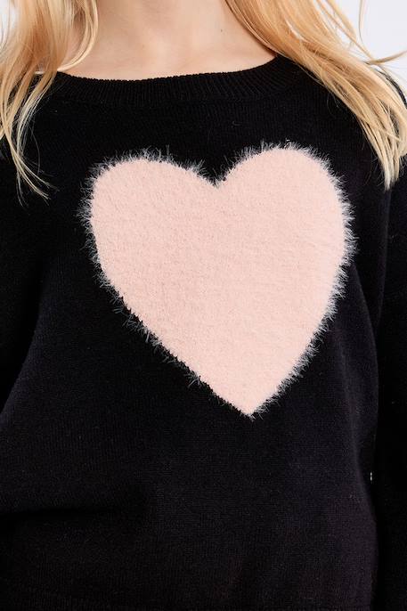 Pull en maille, motif cœur Noir 4 - vertbaudet enfant 
