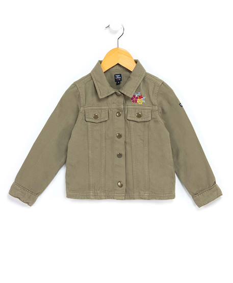Veste 100% coton fille Kaki clair 1 - vertbaudet enfant 