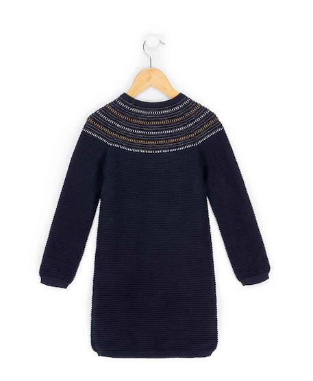 Robe manches longues 100% coton fille Bleu indigo 2 - vertbaudet enfant 