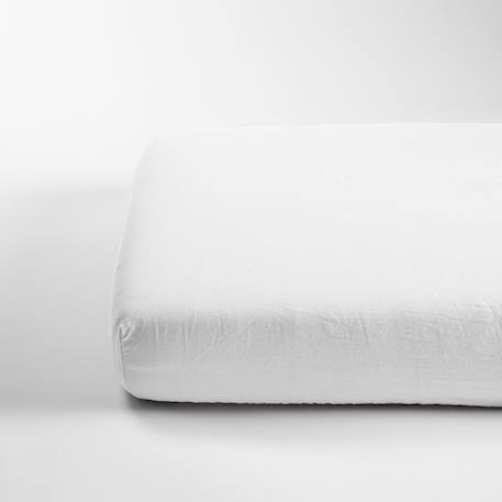 Drap housse 1 personne satin de coton bio lavé Ambre+Blanc craie+Cyprès+Lin+Peach+Tilleul 7 - vertbaudet enfant 