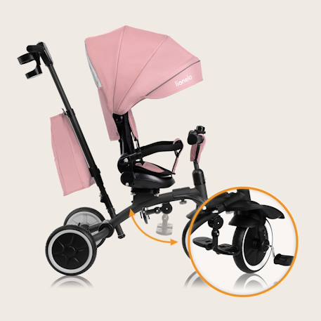 Tricycle poussette tris plus jusqu’à 25 kg avec siège réversible et accessoires Beige sand+Blue denim+Pink rose 15 - vertbaudet enfant 
