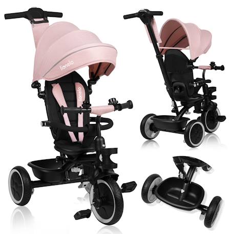 Tricycle évolutif 2en1 berry dès 9 mois avec sonnette et porte-gobelet Green forest+Grey stone+Pink rose 13 - vertbaudet enfant 