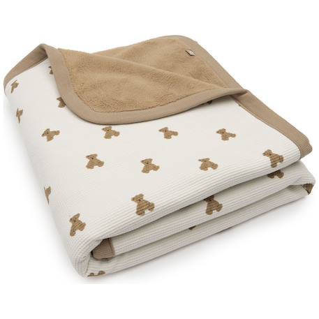 Couverture mini teddy bear little waffle-fluffy (100 x 150 cm) Ecru, marron, beige 1 - vertbaudet enfant 