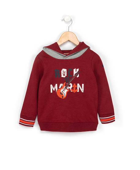 Sweat à capuche à capuche garçon Rouge grenat 1 - vertbaudet enfant 
