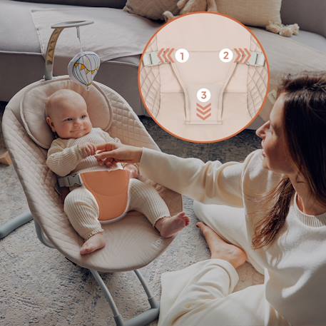 Transat balancelle électrique rio avec 3 vitesses de balancement et télécommande Beige latte 4 - vertbaudet enfant 
