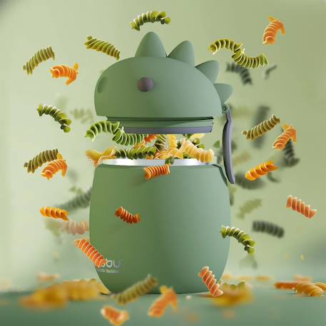 Boîte repas isotherme bestie foodie dinosaure (600 ml) Vert, noir 3 - vertbaudet enfant 