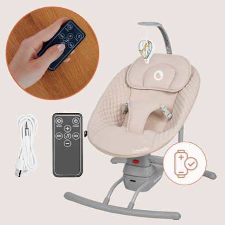 Transat balancelle électrique rio avec 3 vitesses de balancement et télécommande Beige latte 6 - vertbaudet enfant 