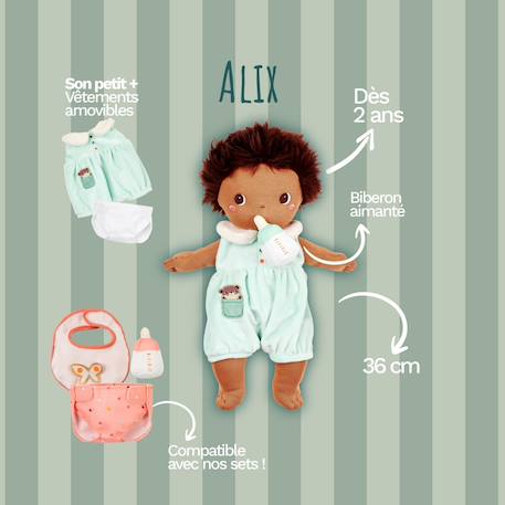 Poupon alix (36 cm) Vert d'eau, marron, blanc 5 - vertbaudet enfant 