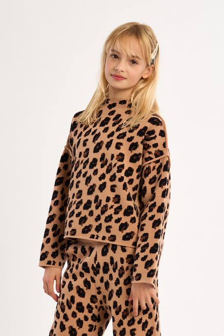 Pull en maille, imprimé animalier Camel+Dark grey 4 - vertbaudet enfant 