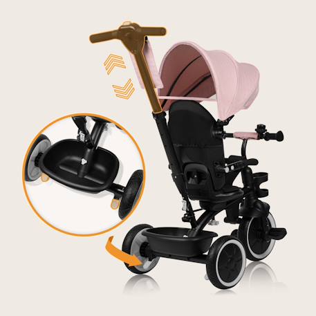 Tricycle évolutif 2en1 berry dès 9 mois avec sonnette et porte-gobelet Green forest+Grey stone+Pink rose 18 - vertbaudet enfant 