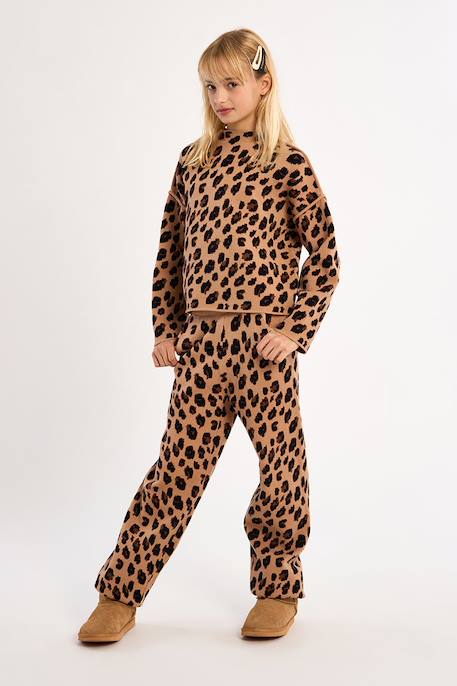 Pull en maille, imprimé animalier Camel+Dark grey 2 - vertbaudet enfant 