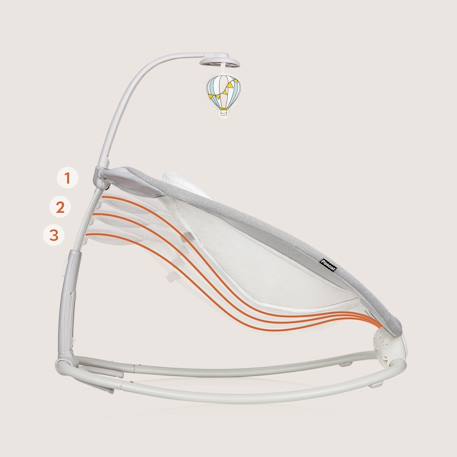 Balancelle transat pascal avec 12 mélodies, vibrations et pliage compact Grey dove+Grey scandi 2 - vertbaudet enfant 