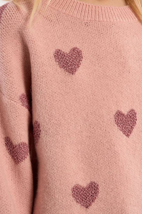 Pull en maille, imprimé cœurs Noir+Rose 10 - vertbaudet enfant 