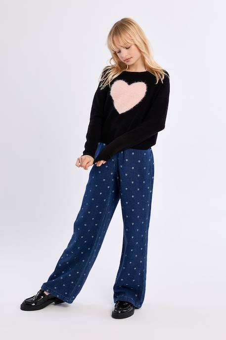 Pull en maille, motif cœur Noir 3 - vertbaudet enfant 