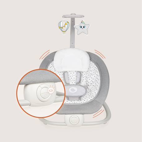 Balancelle transat pascal avec 12 mélodies, vibrations et pliage compact Grey dove+Grey scandi 4 - vertbaudet enfant 