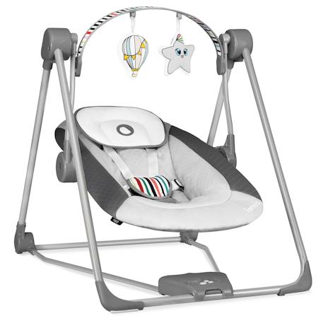 Balancelle transat otto avec 5 vitesses, sons de la nature et pliage compact Cozy grey 1 - vertbaudet enfant 