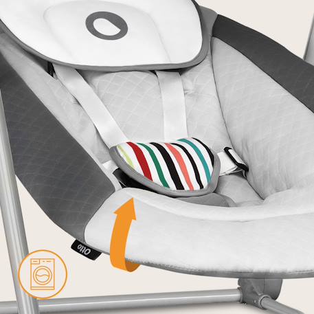 Balancelle transat otto avec 5 vitesses, sons de la nature et pliage compact Cozy grey 4 - vertbaudet enfant 