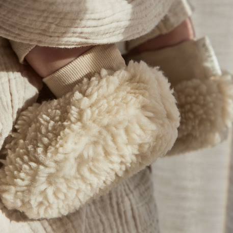 Chaussons chauds pour bébé teddy sand paws (0-3 mois) Beige+Beige 5 - vertbaudet enfant 