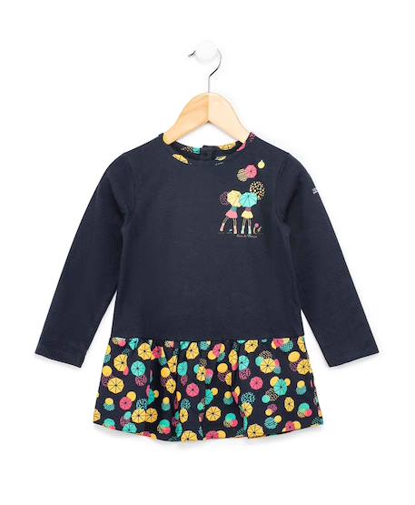 Tunique manches longues 100% coton fille Indigo 1 - vertbaudet enfant 