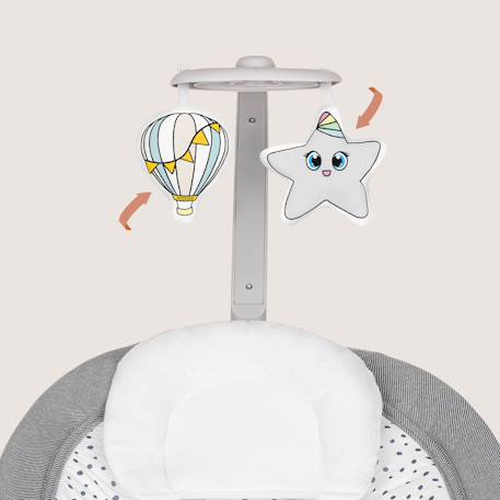 Balancelle transat pascal avec 12 mélodies, vibrations et pliage compact Grey dove+Grey scandi 5 - vertbaudet enfant 