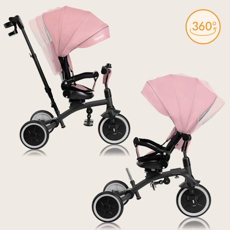 Tricycle poussette tris plus jusqu’à 25 kg avec siège réversible et accessoires Beige sand+Blue denim+Pink rose 14 - vertbaudet enfant 