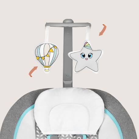Balancelle transat pascal avec 12 mélodies, vibrations et pliage compact Grey dove+Grey scandi 11 - vertbaudet enfant 
