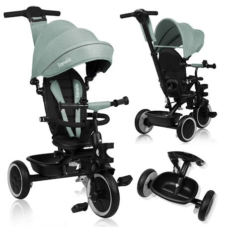 Tricycle évolutif 2en1 berry dès 9 mois avec sonnette et porte-gobelet Green forest+Grey stone+Pink rose 1 - vertbaudet enfant 