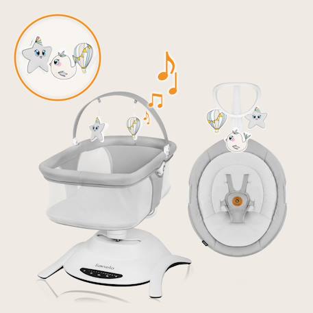 Balancelle et nacelle électrique 360° bella set avec 6 modes, 12 mélodies et télécommande Grey concrete 5 - vertbaudet enfant 