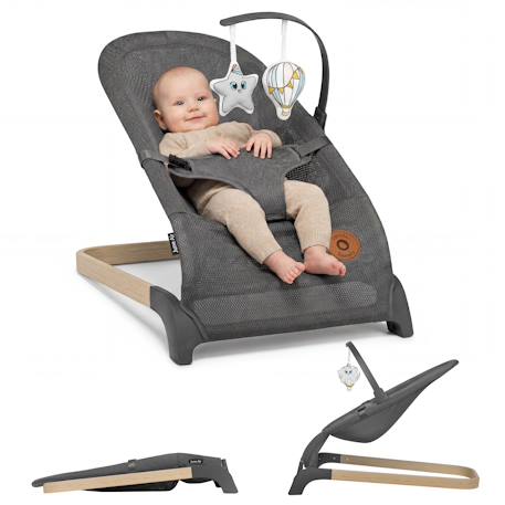 Transat bébé june air léger et respirant avec pliage à plat Grey graphite 1 - vertbaudet enfant 