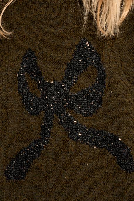 Pull en maille, motif nœud Beige+Khaki 10 - vertbaudet enfant 