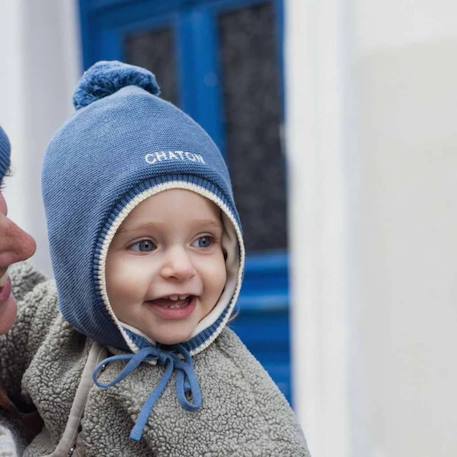 Bonnet bébé chaton (3-9 mois) Bleu 4 - vertbaudet enfant 
